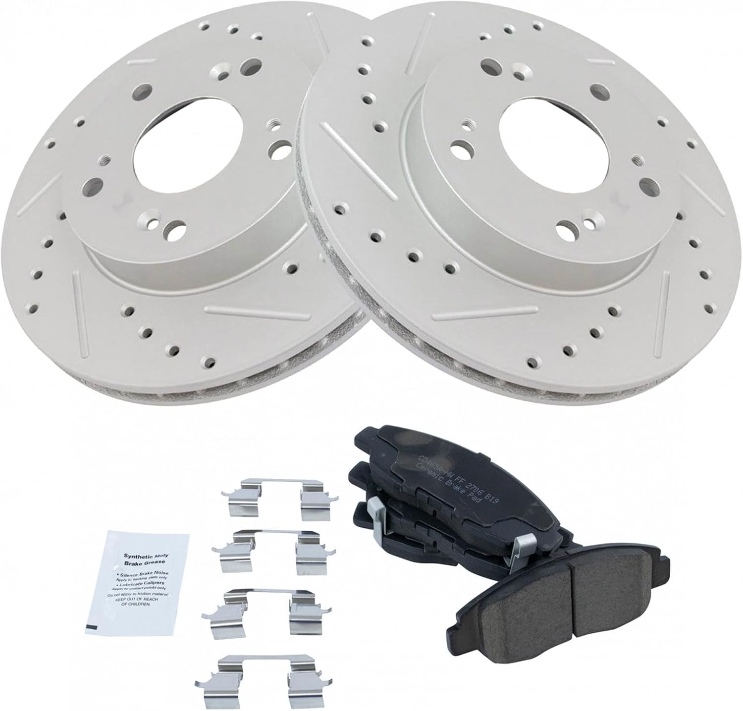 Performance Front Brake Pad and Rotor Set Ceramic G Coated Vented Rotors Compatible with 2006-2011 Honda Civic
