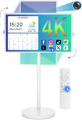 32 inch Portable Smart Tablet TV on Wheels with Full HD Rolling Touchscreen Monitor and Tablet in one, (8GRAM+128GB),Android 13,(5-8-Hour) Battery,Full Swivel Rotation,Voice Remote Control