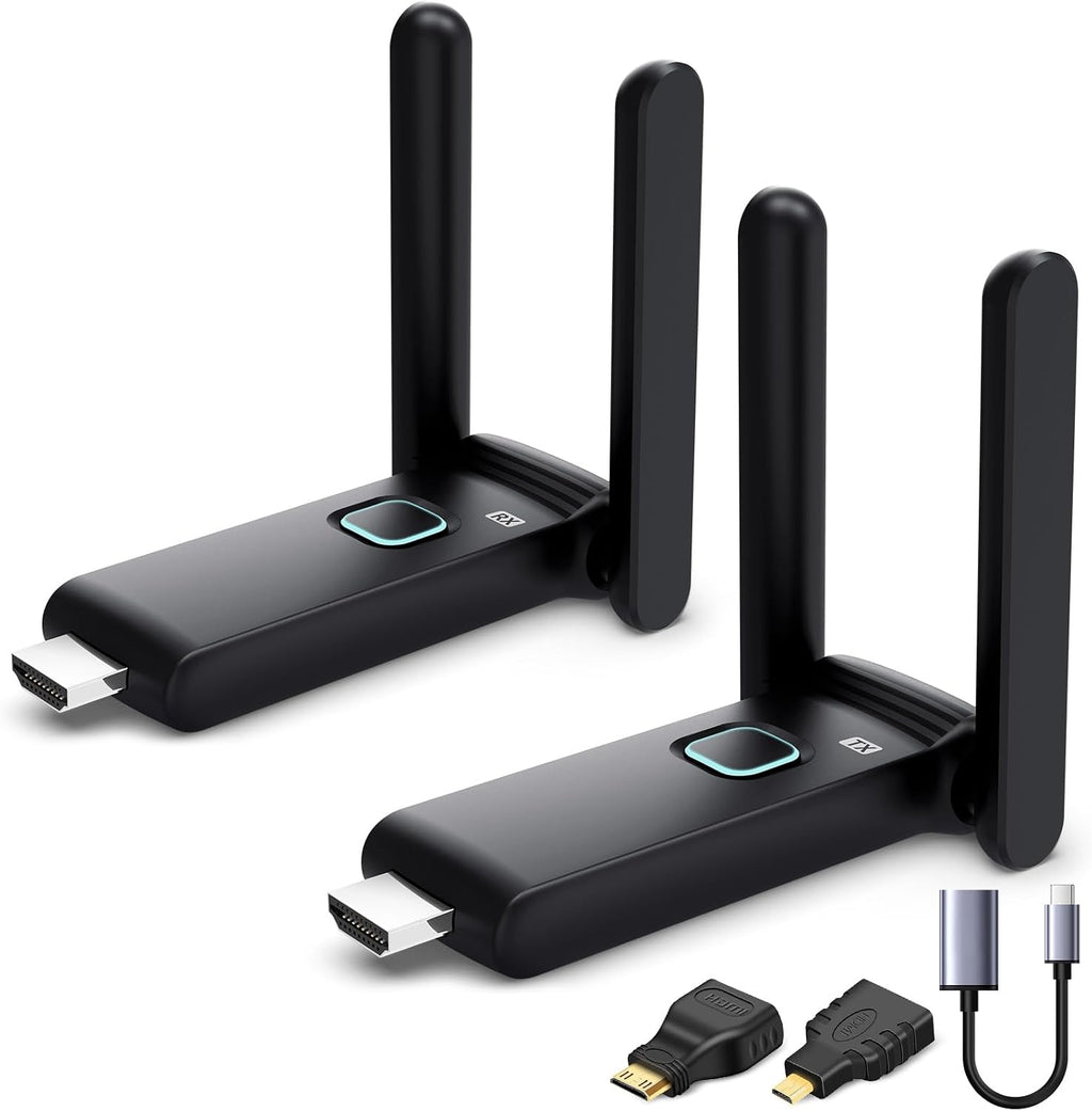 Wireless HDMI Sender and Receiver,50M/165FT,HDMI Wireless Adapter Plug and Play,No Hot,1080P@60fps,2.4/5GHz Wirelessly Streaming of Media Video Audio from Laptop,TV Boxe,Camera to Projector/Monitor/TV