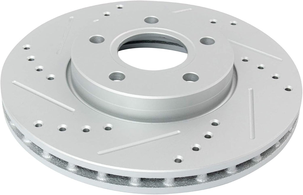 TRQ Performance Front and Rear Brake Rotor Set G Coated Drilled and Slotted Compatible with 2012-2018 Ford Focus