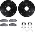 R1 Concepts Front Brake Kit Fits 2006-2011 Honda Civic| Performance Sport Pads, Drilled Slotted Rotors| Hardware| 10.3' Front