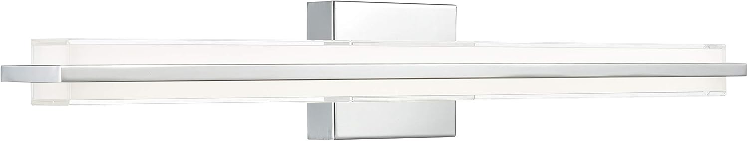 Linea di Liara Dario 30 Inch LED Vanity Light Bar Bathroom Lights Over Mirror and Bathroom Sink Led Light Polished Chrome Modern Bathroom Wall Lighting Fixtures, White Frosted Glass Shade, UL Listed