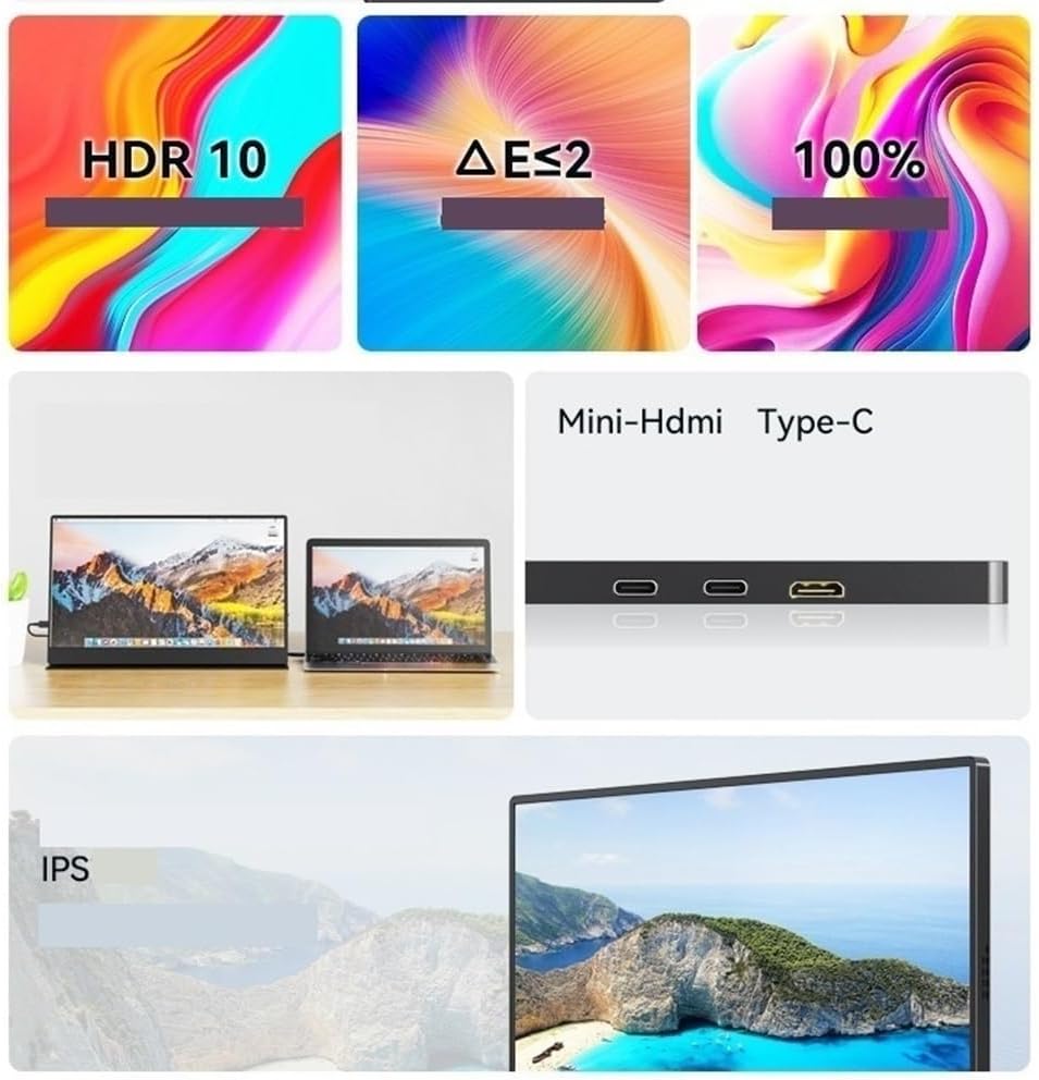 Portable Monitor for Laptop 1080P IPS Portable Monitor External Laptop Secondary Screen 60hz Extended Portable Gaming Monitor