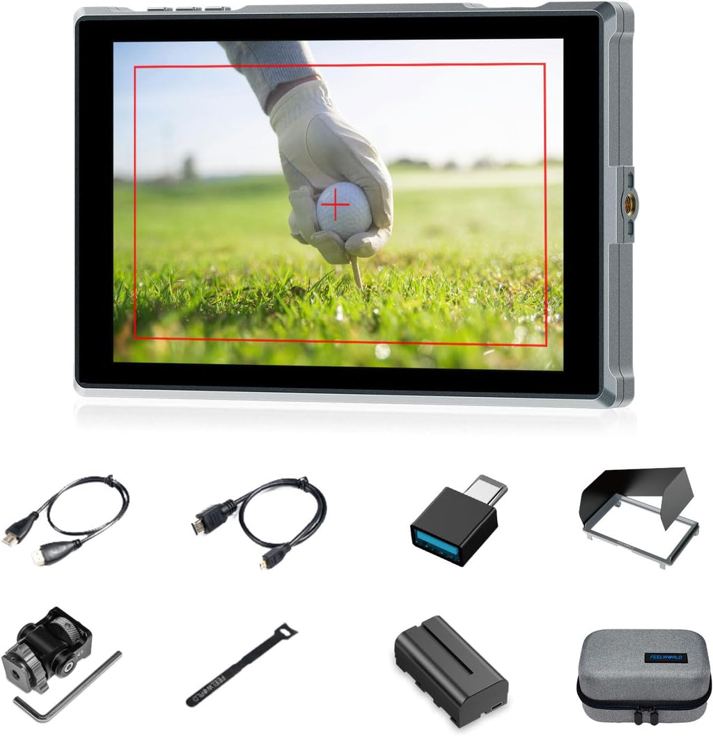 FEELWORLD FW759PRO 7 Inch Touchscreen Camera Monitor 4K HDMI Video Field Monitor with F550 Battery for DSLR 400nit HD 1280x800 Waveform Monitoring