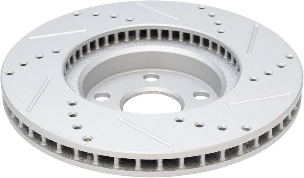 TRQ Front & Rear Brake Rotors Set Performance Premium G-Coated Slotted X Drilled Compatible with 2005-2010 Scion tC