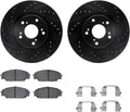 R1 Concepts Front Brake Kit Fits 2002-2006 Acura RSX; 2007-2010 Acura CSX; 2006-2011 Honda Civic| Semi Met Pads, Drilled Slotted Rotors| Hardware| 11.8' Front