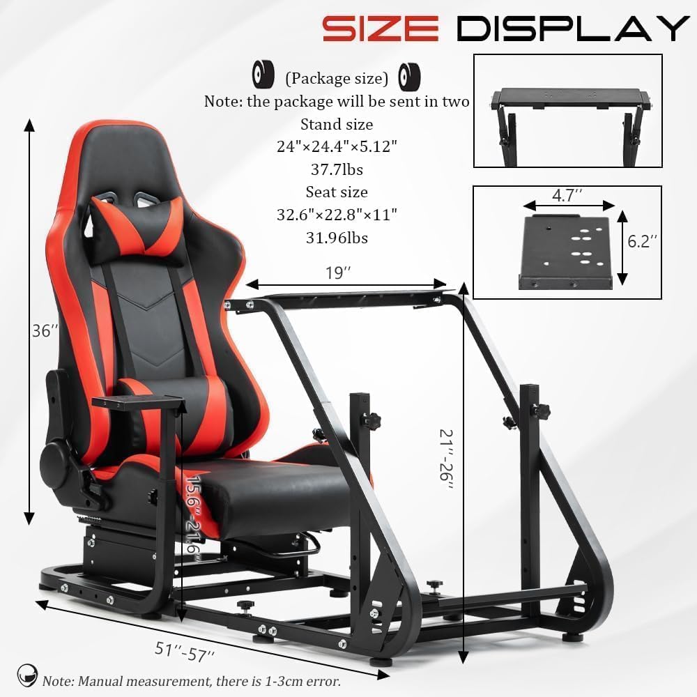 Marada Racing Simulator Cockpit with Comfort Gaming Seat Fit for Logitech G923 G920 G27 G29, for Thrustmaster T300, for Fanatec,Pro Sim Driving Race Stand Mountable Monitor Stand, No Shift Wheel Pedal