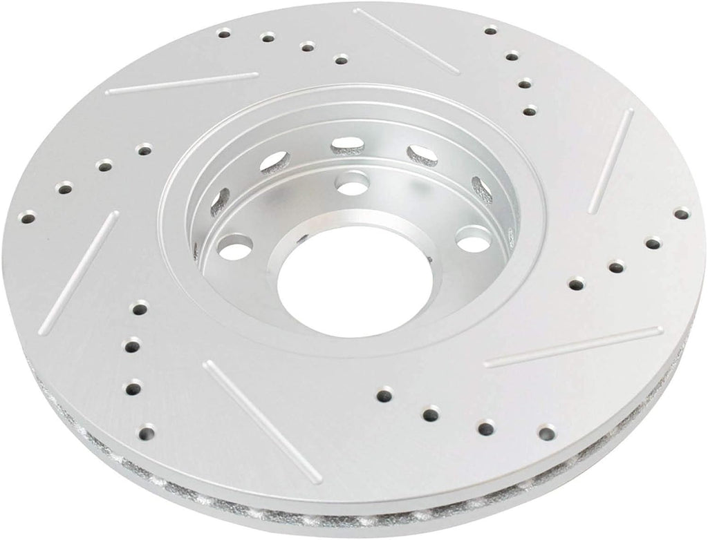 TRQ Performance Front and Rear Brake Rotor Set G Coated Drilled Slotted Compatible with 2005-2006 Audi A4 A4 Quattro