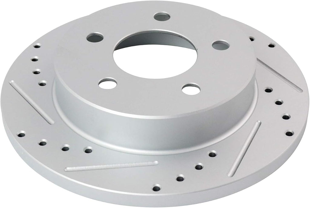 TRQ Performance Front and Rear Brake Rotor Set G Coated Drilled and Slotted Compatible with 1994-2004 Ford Mustang