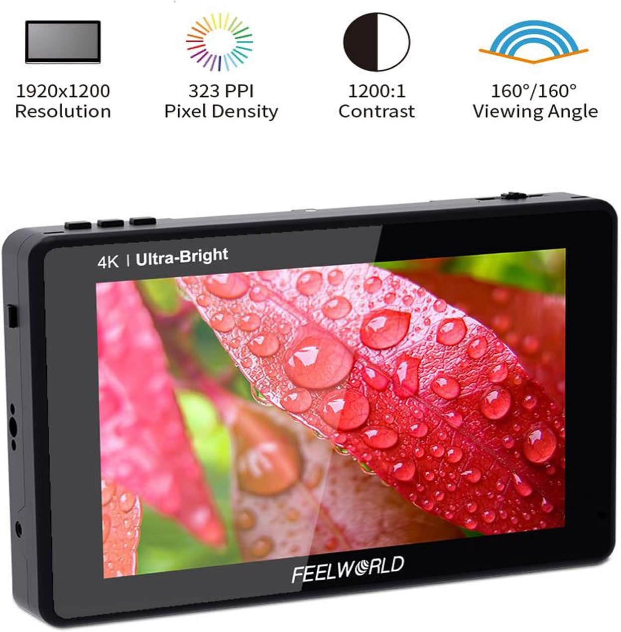 FEELWORLD LUT7S 7 Inch 2200nit Ultra Bright Touch Screen DSLR Camera Field Monitor with 3D Lut HD 1920x1200 4K HDMI and 3G SDI Input Output + Tilt Arm