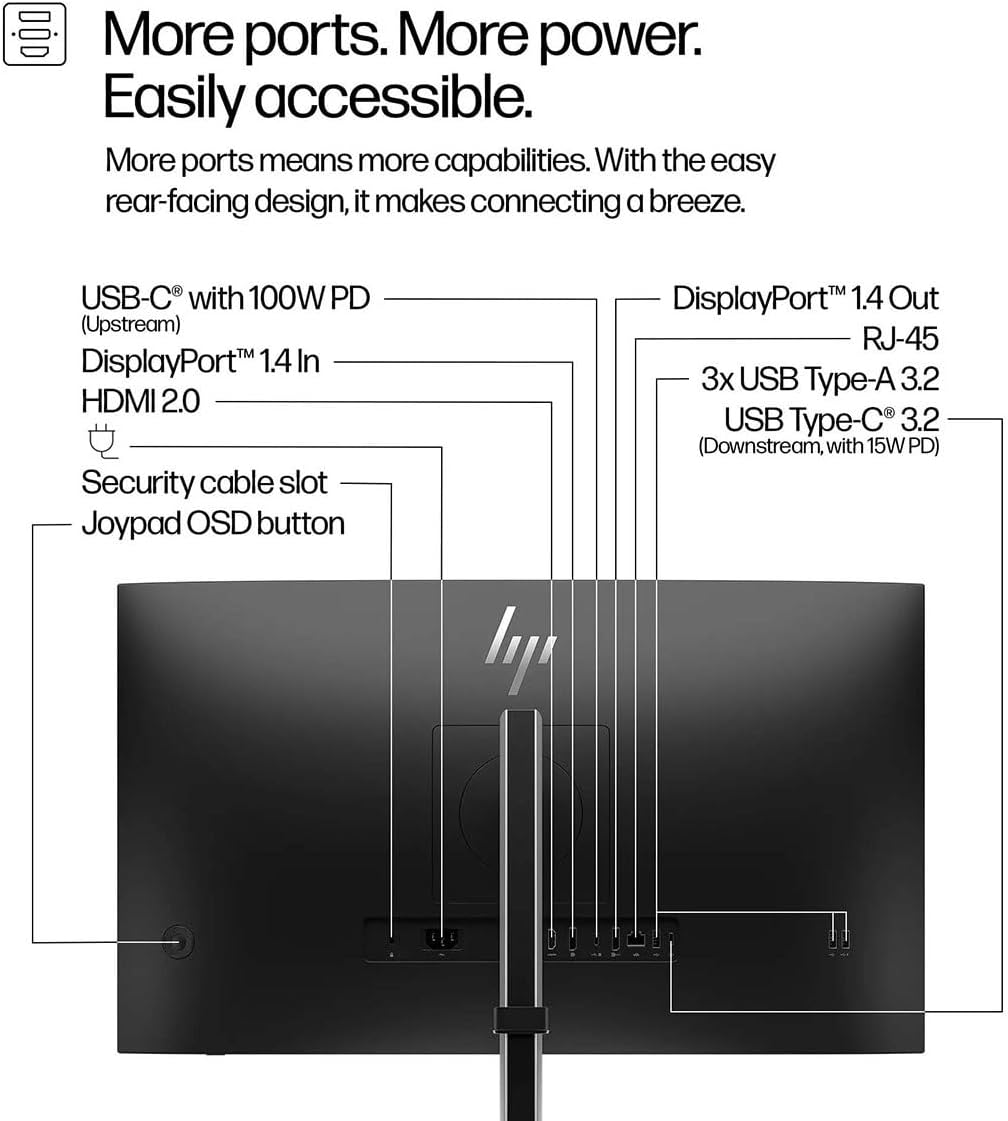 HP 527pu 27' Class WQHD LED Monitor - 16:9 - Jet Black - 27' Viewable - in-Plane Switching (IPS) Technology - Edge WLED Backlight - 2560 x 1440-16.7 Million Colors - 350 Nit - 5 ms - 100 Hz Refresh