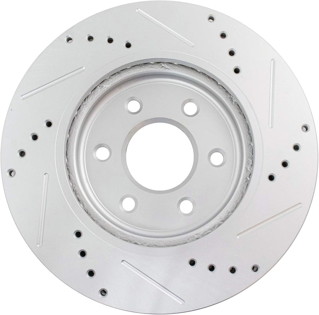 TRQ Performance Front and Rear Brake Rotor Set G Coated Drilled and Slotted Compatible with 2005-2012 Nissan Pathfinder