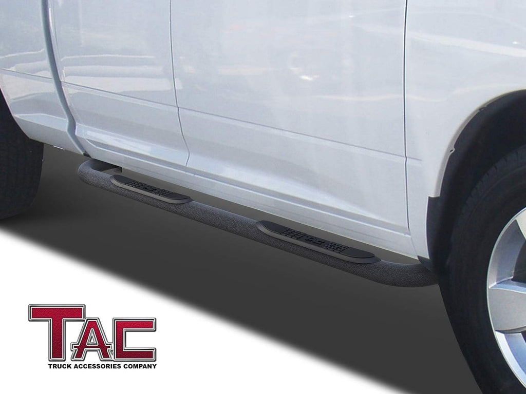TAC Side Steps Running Boards Fit 2009-2018 RAM 1500 Quad Cab | 2019-2024 RAM 1500 Classic Quad Cab Truck Pickup 3' Texture Black Side Bars Nerf Bars Step Rails Off Road Accessories 2Pcs