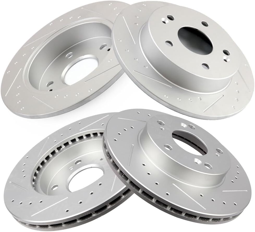Brake Rotors Kit,LSAILON Front 261.7mm Rear 259.7mm Vented Drilled & Slotted Disc Brake Kit - For 2006-2011 For Honda Civic