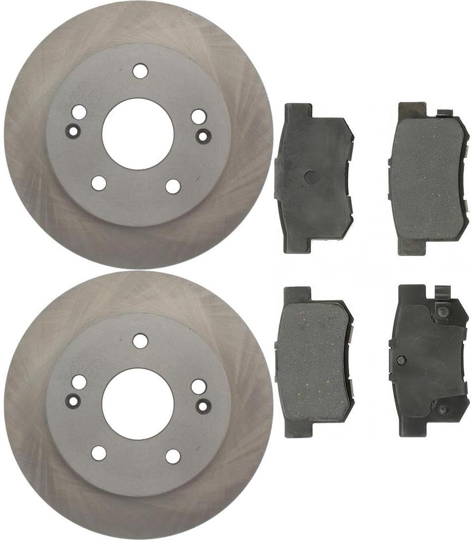 Ceramic Brake Pads w/Solid Rotors 10.23inch (259.84mm) for Honda Civic 2.0L 2006 2007 2008 2009 2010 2011, for Acura CSX 2.0L 2006 2007 2008 2009 2010 2011 6Pcs Rear Replacement Brakes Kit