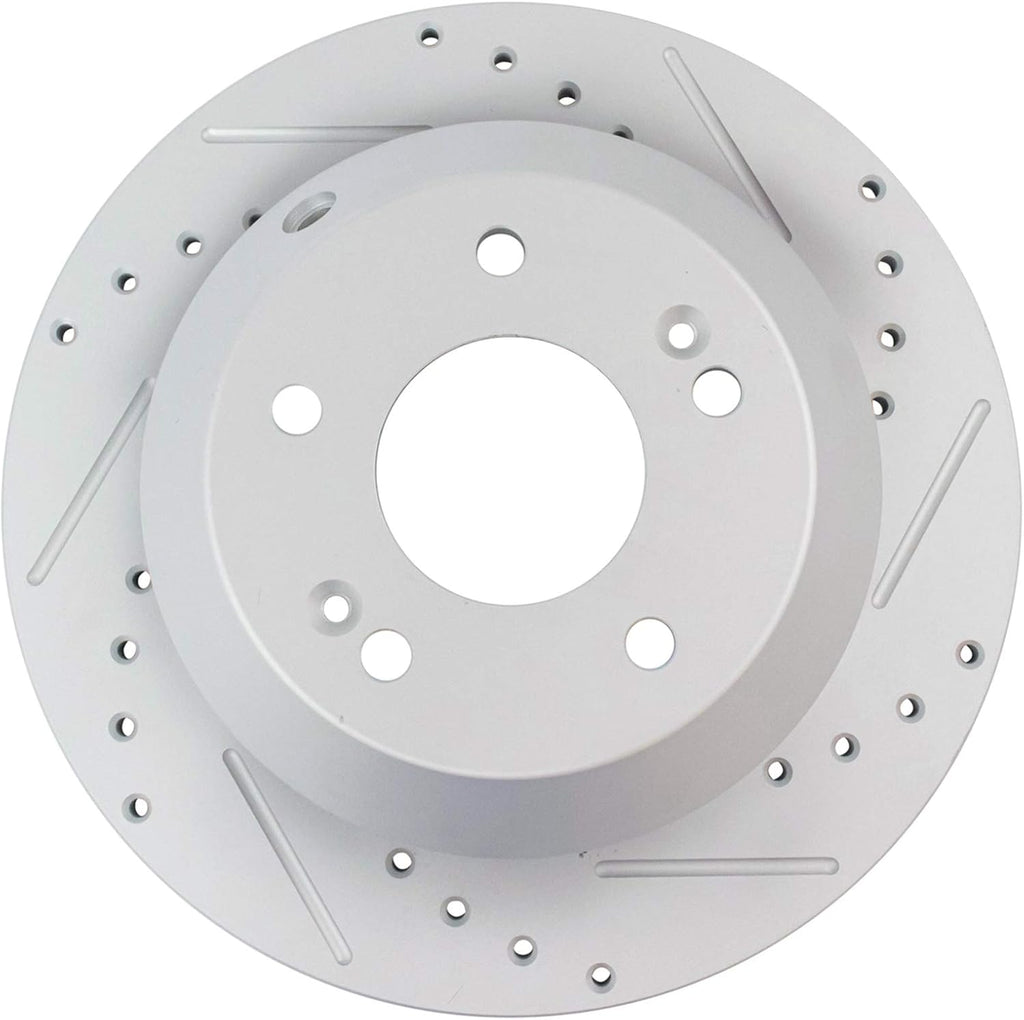 TRQ Performance Front and Rear Brake Rotor Set G Coated Drilled and Slotted Compatible with 2013-2018 Hyundai Santa Fe Santa Fe Sport 2019 XL 2014-2015 Kia Sorento