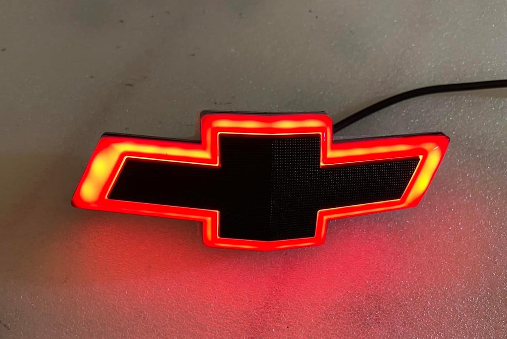 Autogem 2016–2024 Chevrolet Camaro RGB Lighted Grille Emblem – Black Exterior LED Bowtie Badge