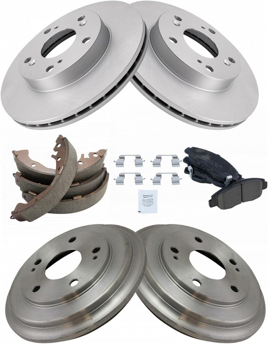 Replacement Brake Pads and Coated Rotors - Brake Drum and Shoe Kit with Posi-Quiet Ceramic Pads - fits 2006-2011 Honda Civic