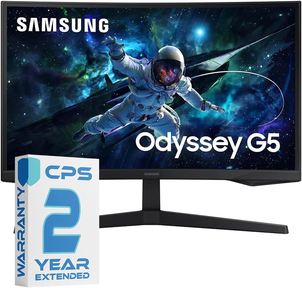 Samsung 27-in G55C Odyssey Curved Gaming Computer LED Monitor - LS27CG552ENXZA Bundle w 2 Year Assurance Add-On