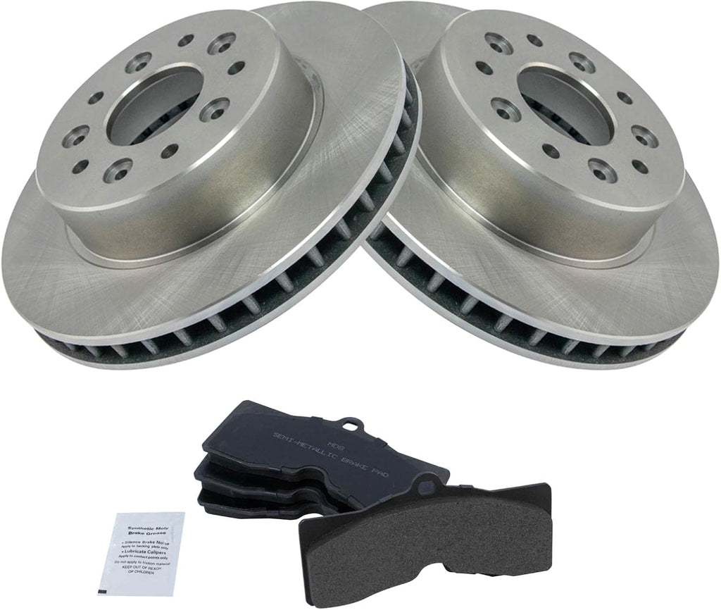 TRQ Front Brake Pad and Rotor Set Semi Metallic Rotors Compatible with 1965-1982 Chevrolet Corvette