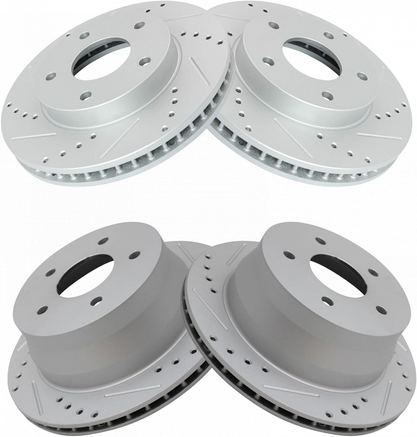 TRQ Performance Front and Rear Brake Rotor Set G Coated Drilled and Slotted Compatible with 97-05 Chevrolet Blazer 98-04 S10 97-01 GMC Jimmy Sonoma 97-01 Oldsmobile Bravada 98-00 Isuzu Hombre