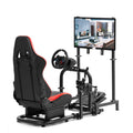 Anman Firm Racing Simulator Cockpit with Red Seat Fit for Logitech G27 G29 G920 G923, for Thrustmaster T300RS TX Motion Driving Wheel Stand Equipped with Display Stand,Shifter & Pedals Not Include