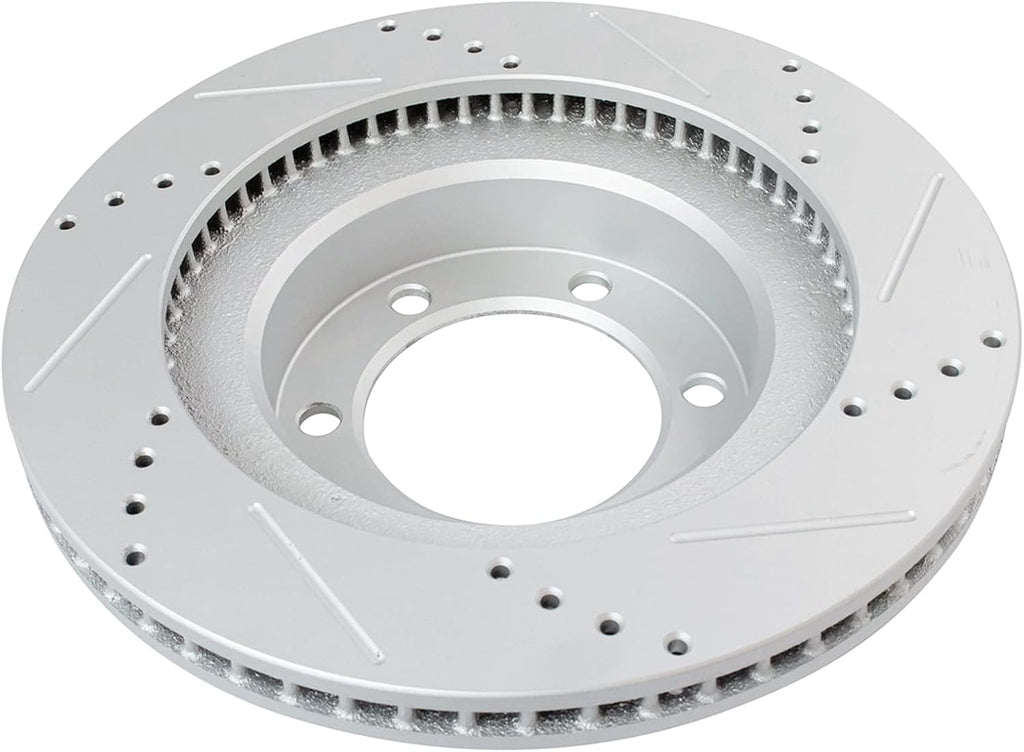 TRQ Front and Rear Brake Rotor Set G Coated Drilled and Slotted Compatible with 2003-2009 Lexus GX470 2003-2009 Toyota 4Runner