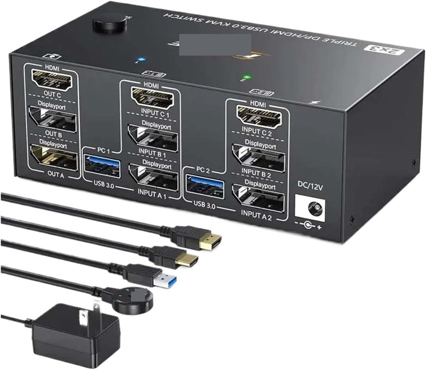 Multi Monitor 2 Displayport + HDMI USB3.0 KVM Switch 8K 60Hz 4K@144Hz 3 Monitors 2 Computers(EU Plug)