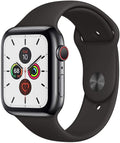Apple Watch Series 5 (GPS + Cellular, 44MM) - Space Black Stainless Steel Case with Black Sport Band (Renewed)