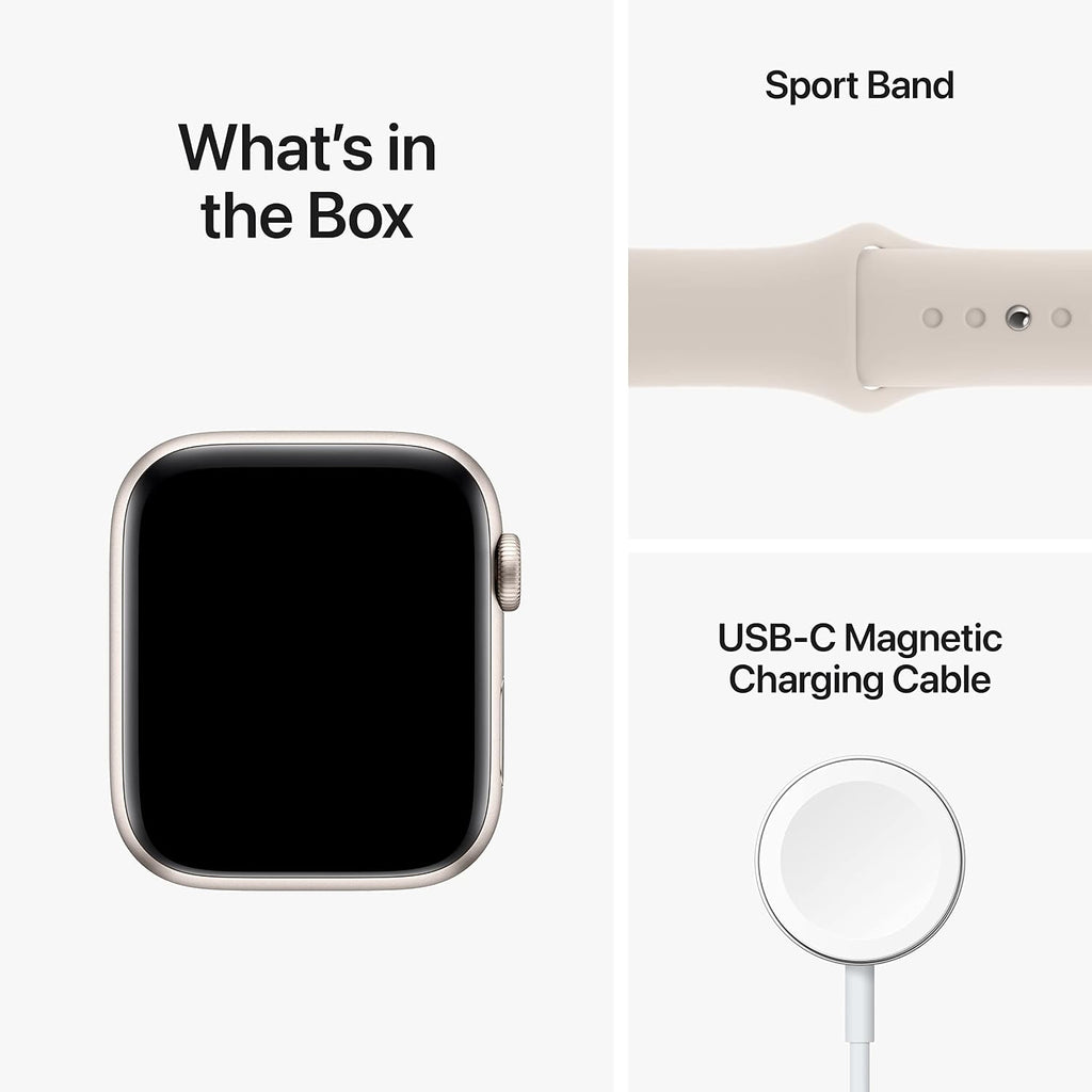 Apple Watch SE (2nd Gen) (GPS, 44mm) - Starlight Aluminum Case with Starlight Sport Band, S/M (Renewed)