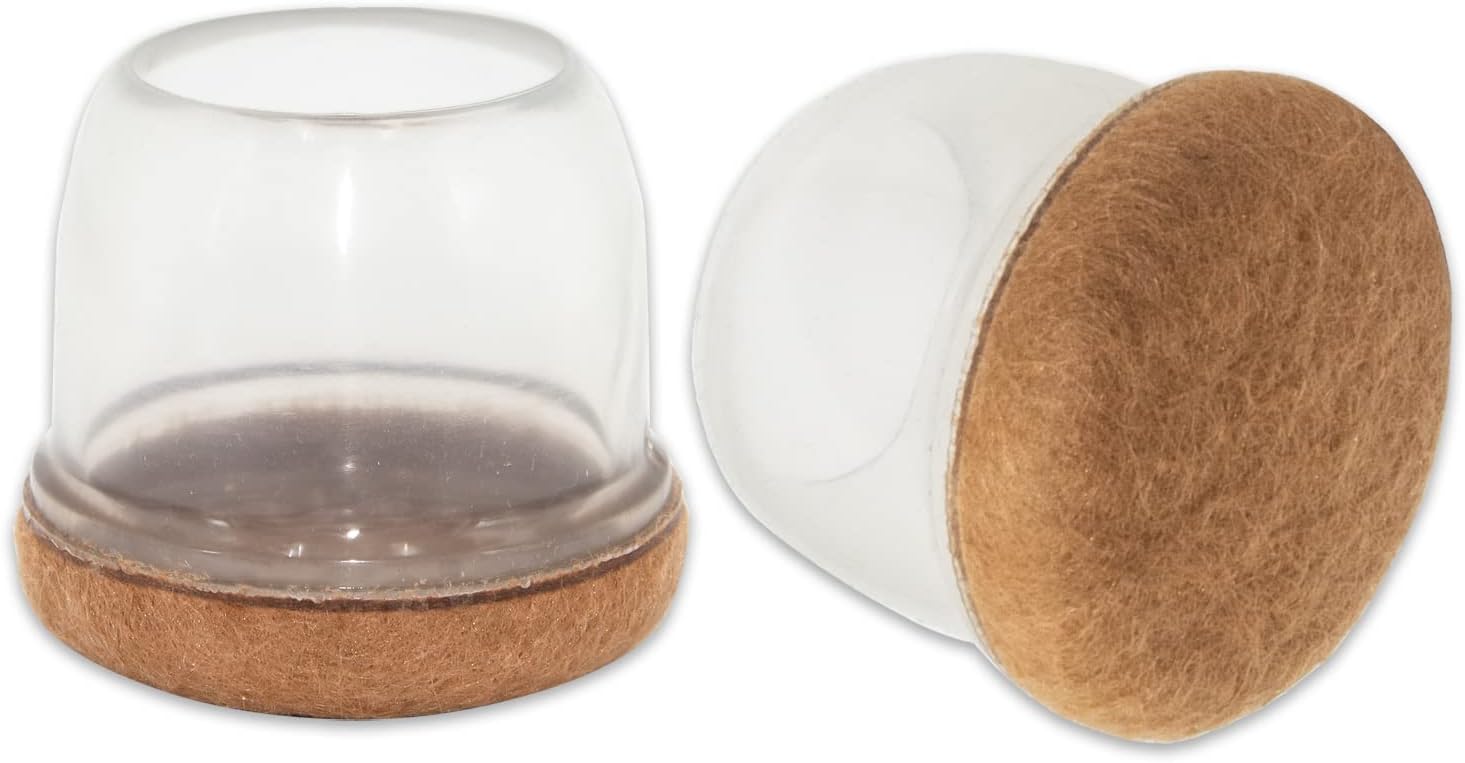 Flyshop 48PCS Durable Silicone Round Small Chair Leg Cap with Felt Pads Furniture Floor Protectors, Reduce Noise, 14 to 19 mm (9/16' to 3/4'), Transparent
