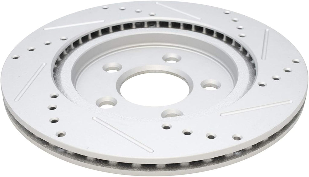 TRQ Performance Front and Rear Brake Rotor Set G Coated Drilled and Slotted Vented Compatible with 2005-2010 Ford Mustang