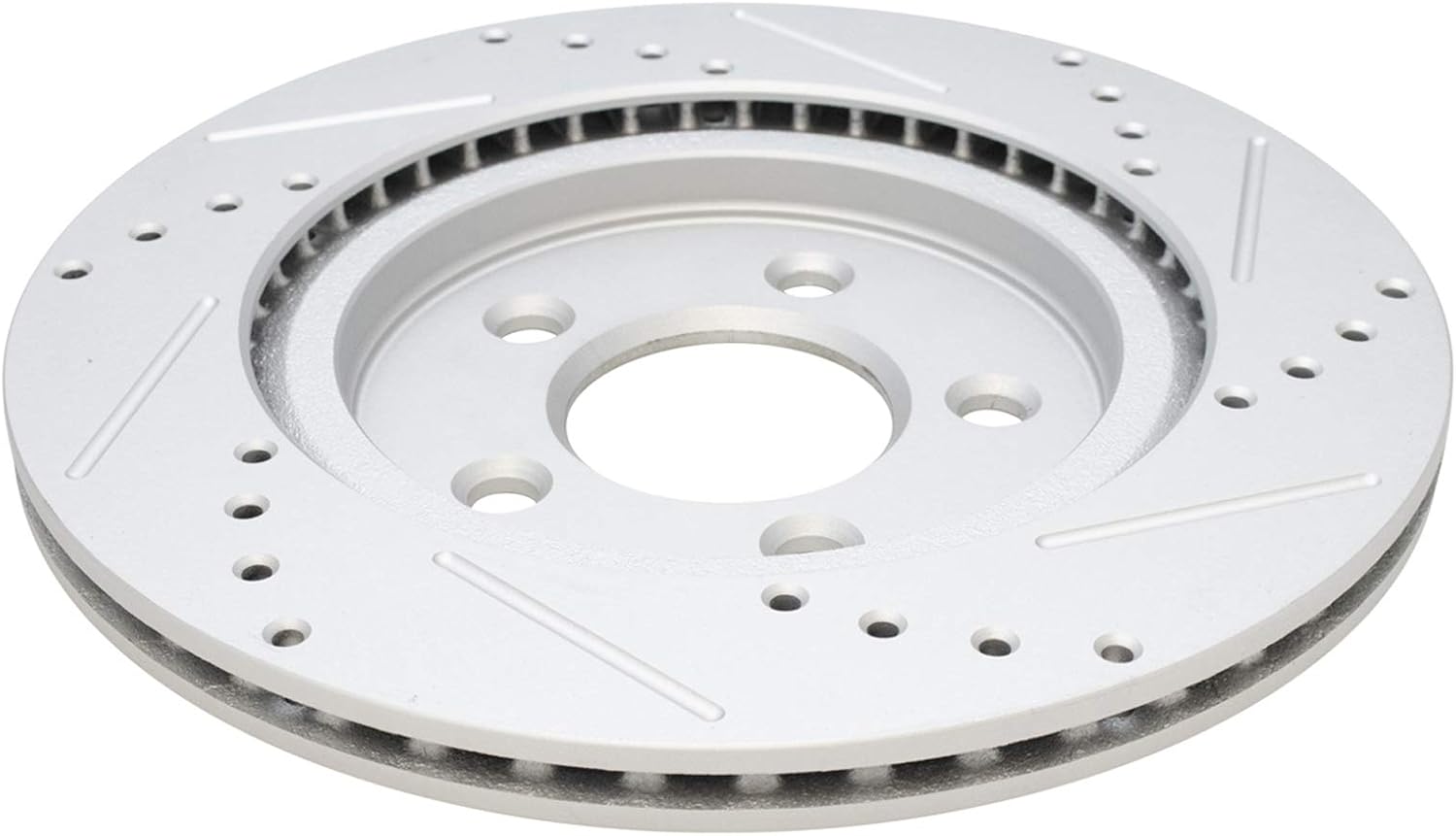 TRQ Performance Front and Rear Brake Rotor Set G Coated Drilled and Slotted Compatible with 2005-2014 Ford Mustang