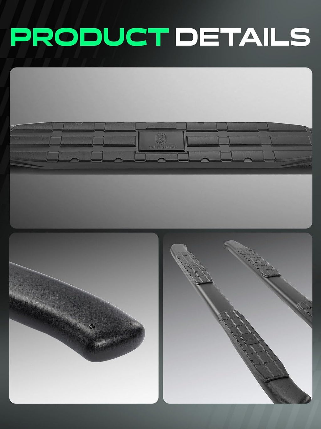 YHTAUTO 4.25' Running Boards Side Steps Fit Toyota Tundra 2022-2026(Crew Cab/CrewMax) Carbon Steel Black Powder, Truck Side Step Rails Off-Road Exterior Accessories, Set of 2