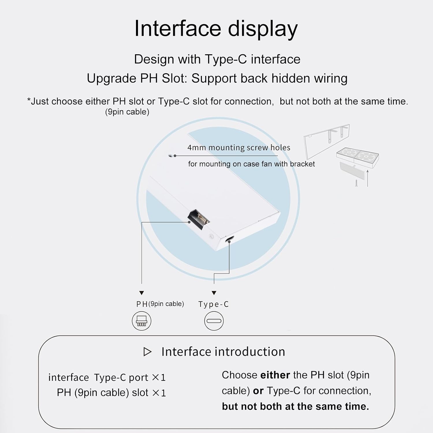 WOWNOVA 9.2' LCD Screen Inside PC Case Computer Temp Monitor Screen, 1 Click 1 Cable to Get Started Quickly PC Temperature Display IPS Sensor Panel CPU RAM HDD Data FPS Mini Monitor (Black)
