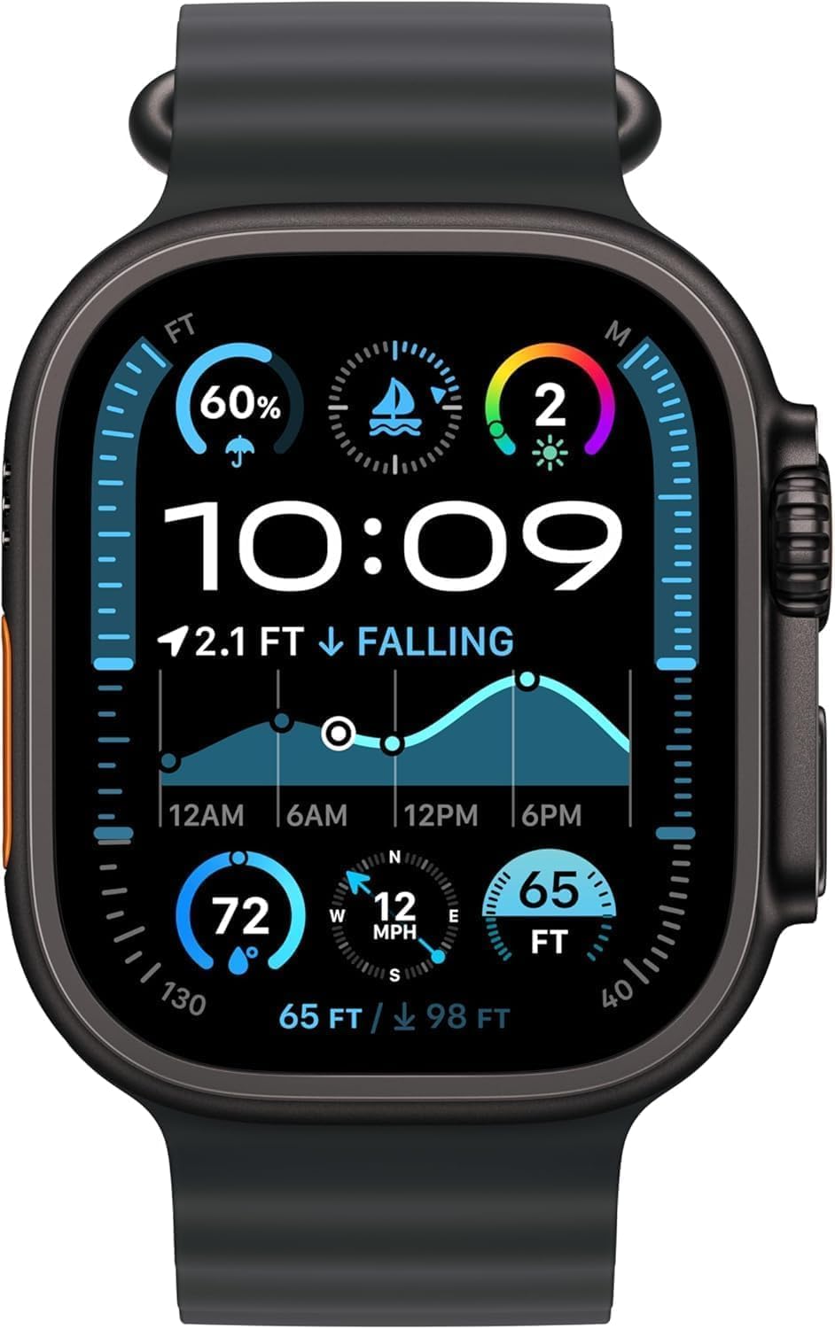 Apple Watch Ultra 2 (GPS + Cellular, 49MM) - Black Titanium Case with Black Ocean Band (Renewed Premium)