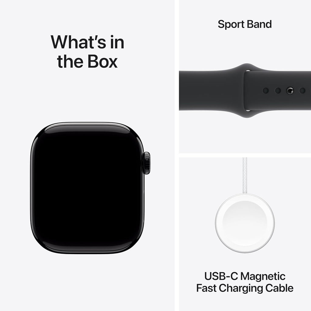 Apple Watch Series 10 [GPS + Cellular, 42mm] - Jet Black Aluminum Case with Black Sport Band, M/L (Renewed)