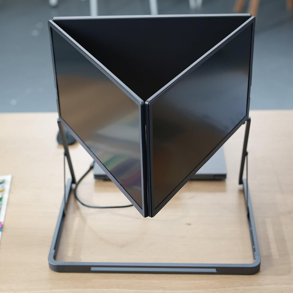 VSDISPLAY 14 Inch Triple Monitor Extender, 1920x1200 IPS Portable Laptop Triple Screen, Foldable 3 Screens Display with USB-C & H/D,for Multi-Screen Workstation