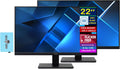 acer Vero V227Q H 22' FHD Free Sync Monitor with 4ms Response Time, Flicker Free, Anti Glare, VESA Mount (100mm), HDMI & Dockztorm USB Port Expander, Black (UM.WV7AA.H01-2026 Latest Model) 2 Pack