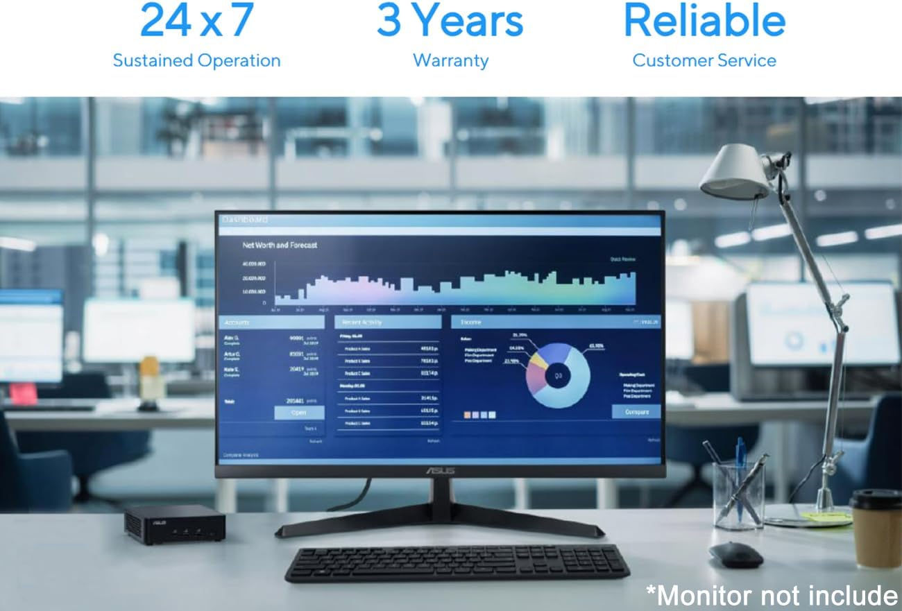 Intel NUC 14 Pro Slim Kit Mini PC (Intel Core 3 100U (> i7-1165G7), 8GB DDR5 RAM, 256GB SSD) Business Desktop, Support 4x 4K Monitors, 2x Thunderbolt 4, Wi-Fi 6E, Win 11 Pro, NUC14RVKI3 - ASUS NUC