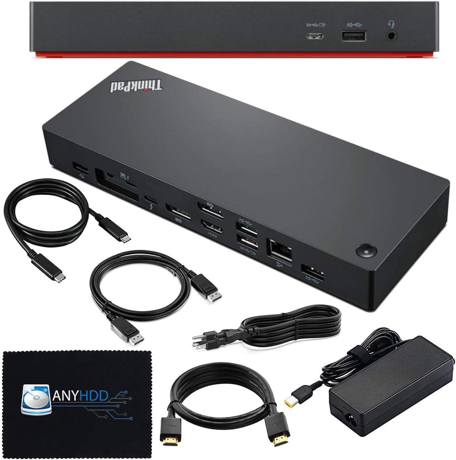 40B00135US Lenovo Thinkpad Docking Station USB C - 1 Year Warranty, Supports 4K Display, Thunderbolt 4 Dock with 135W Adapter, HDMI, DisplayPort, Thunderbolt Cables & Cloth - Lenovo Docking Station