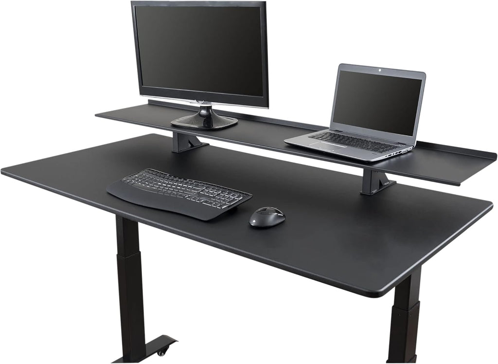 Stand Up Desk Store Clamp-On Adjustable Height Desk Shelf Monitor Stand (60' Wide)