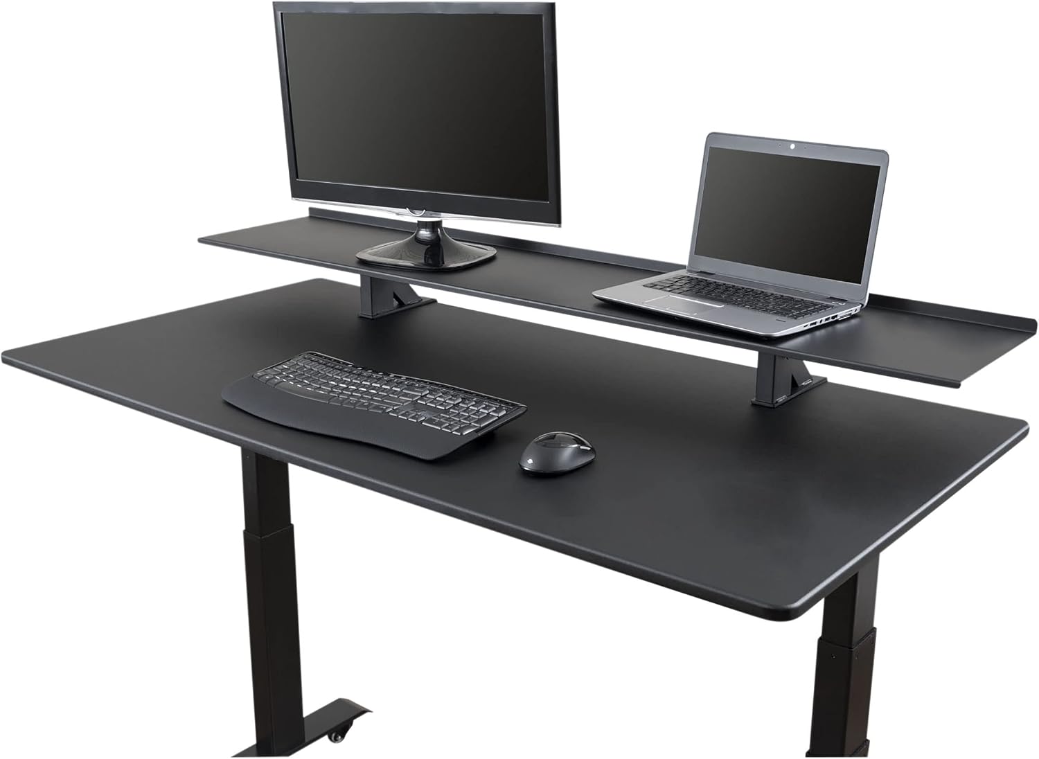 Stand Up Desk Store Clamp-On Adjustable Height Desk Shelf Monitor Stand (60' Wide)