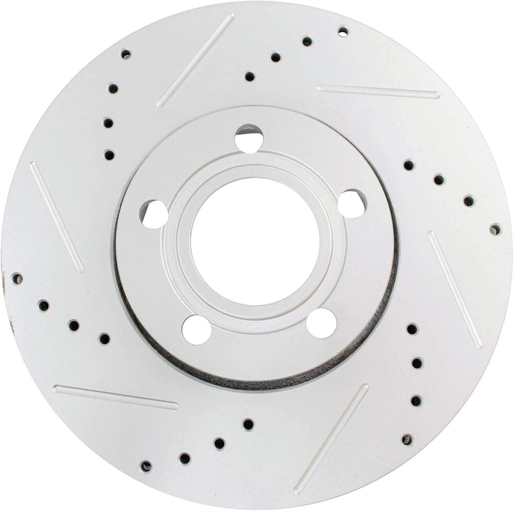 TRQ Performance Front and Rear Brake Rotor Set G Coated Drilled Slotted Compatible with 2005-2006 Audi A4 A4 Quattro