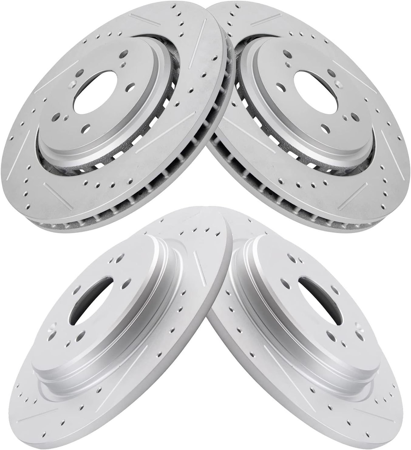 TRQ Performance Front and Rear Brake Rotor Set G Coated Drilled and Slotted Compatible with 2015-2020 Acura TLX