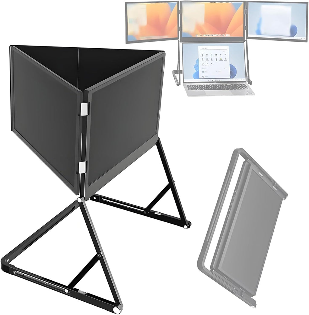 Lightweight Triple Laptop Screen Extender,w/10-25 cm Adjustable Bracket,15.6' 1080P Fhd IPS Monitor,Type-C/HDMI/USB-C Plug-Play,Support Windows and Macos