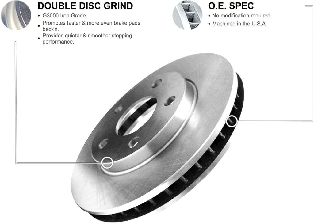 R1 Concepts Front Brakes and Rotors| Automotive Replacement Brake Kits| Front Semi-Metallic Brake Pads and Rotors Kit| Fits 2007 Acura CSX, 2002-2006 Acura RSX, 2006-2011 Honda Civic