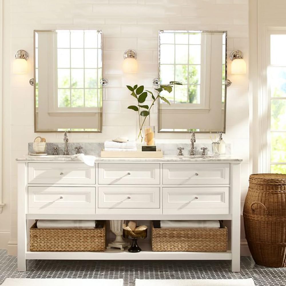 Chrome Bathroom Vanity Light Fixture, Silver Wall Sconce with White Glass Shade, Mid Century Modern Design for Mirror, Hardwired Lighting for Kitchen, Bedroom, Hallway