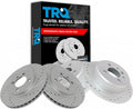 TRQ Performance Front and Rear Brake Rotor Set G Coated Drilled Slotted Compatible with 1984-1987 BMW 325e 1986-1988 325 1986-1987 325es 1987-1993 325i 1987-1991 325is 1991-1992 318i 1991 318is