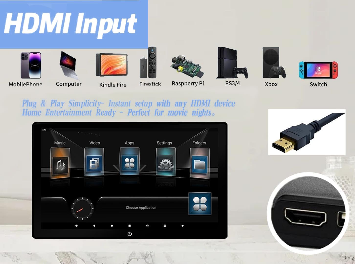 4K Android 13 Portable Car TV Headrest Monitor Back Seat,10.1 Inch Touch Screen Tablet Portable Multi-Media Video Player,Support Phone Wireless Mirror Link,WiFi USB/SD Card & 2G+32GB 1PCS
